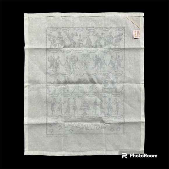 Kitchen Dish Towel Hand Printed Original Design Gray Just Married Kei & Molly - Picture 3 of 12